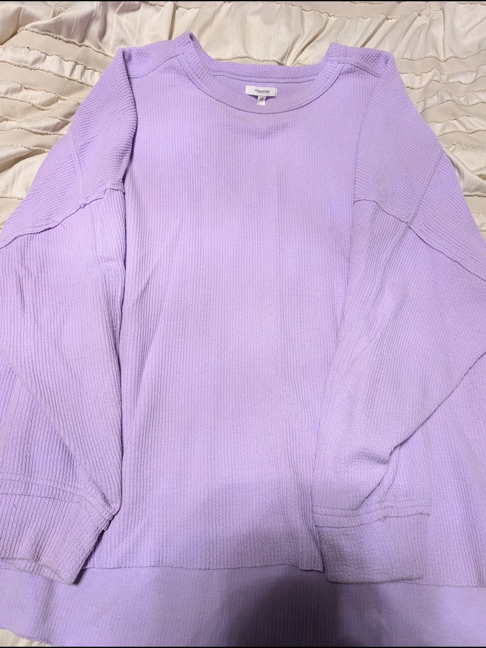 Maurices Lavender Waffle Knit Crewneck Sweater